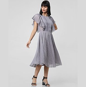 Foil Georgette Pleated Dress